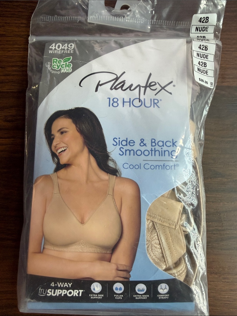 Macy's Playtex 18 Hour Side & Back Smoothing Bra — Nude